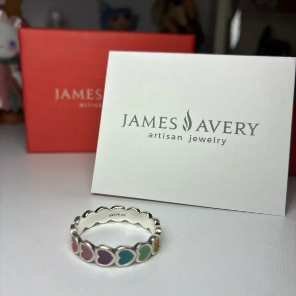 James Avery Silver Ring with Multicolor Heart Motif - Picture 3 of 3